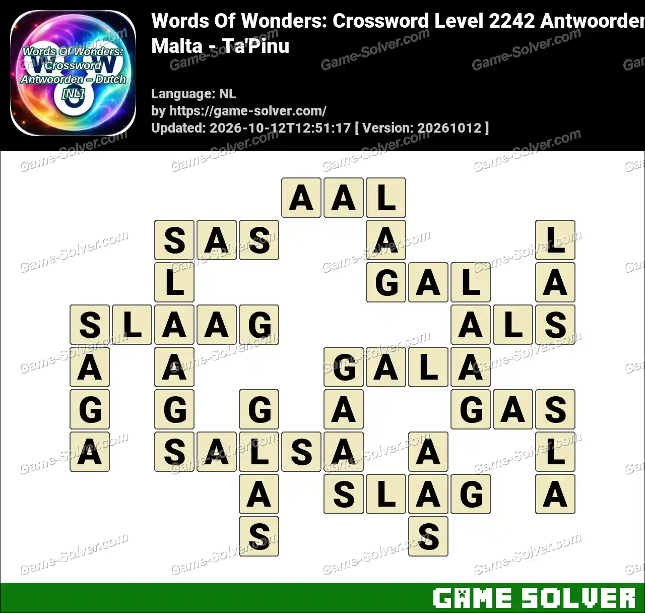 Words Of Wonders: Crossword Level 2242 Antwoorden – Malta – Ta’Pinu